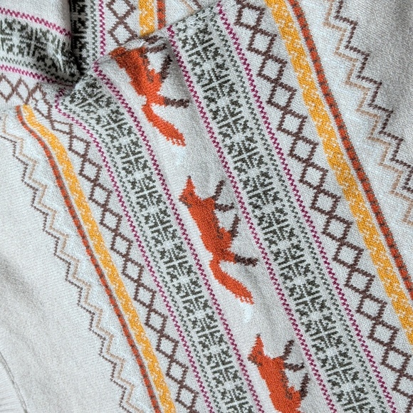 Fair Isle Highland Fox Mockneck Cotton Blend Pullover Sweater L - Picture 8 of 11